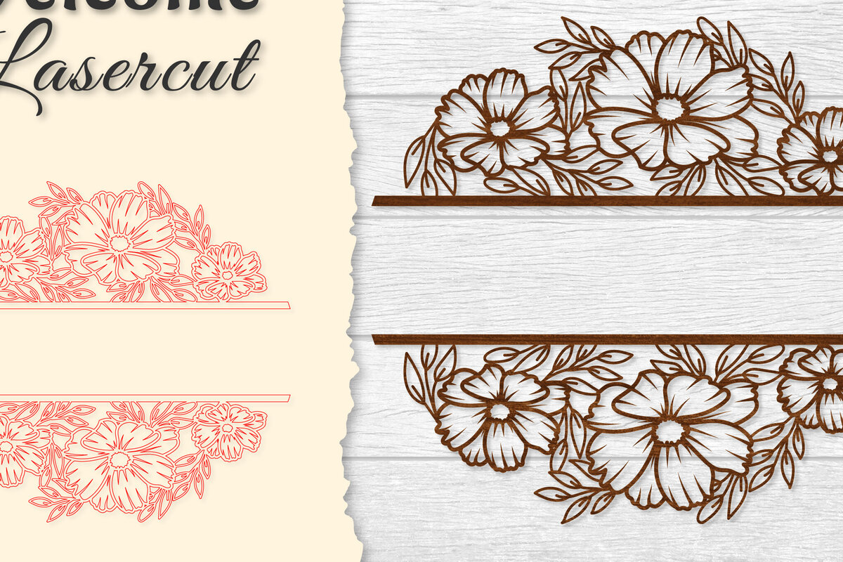Intra απο ξύλο plywood  Χρώμα wenge 3mm-4mm πάχος - Flower Welcome Slip Lasercut Δίασταση 20x20 cm INTRAFABR-89718134