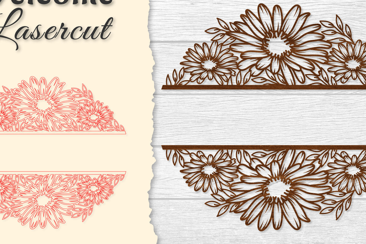 Intra απο ξύλο plywood  Χρώμα wenge 3mm-4mm πάχος - Flower Welcome Slip Lasercut Δίασταση 20x20 cm INTRAFABR-89718165