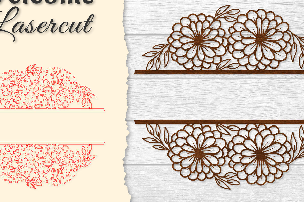 Intra απο ξύλο plywood  Χρώμα wenge 3mm-4mm πάχος - Flower Welcome Slip Lasercut Δίασταση 20x20 cm INTRAFABR-89718183