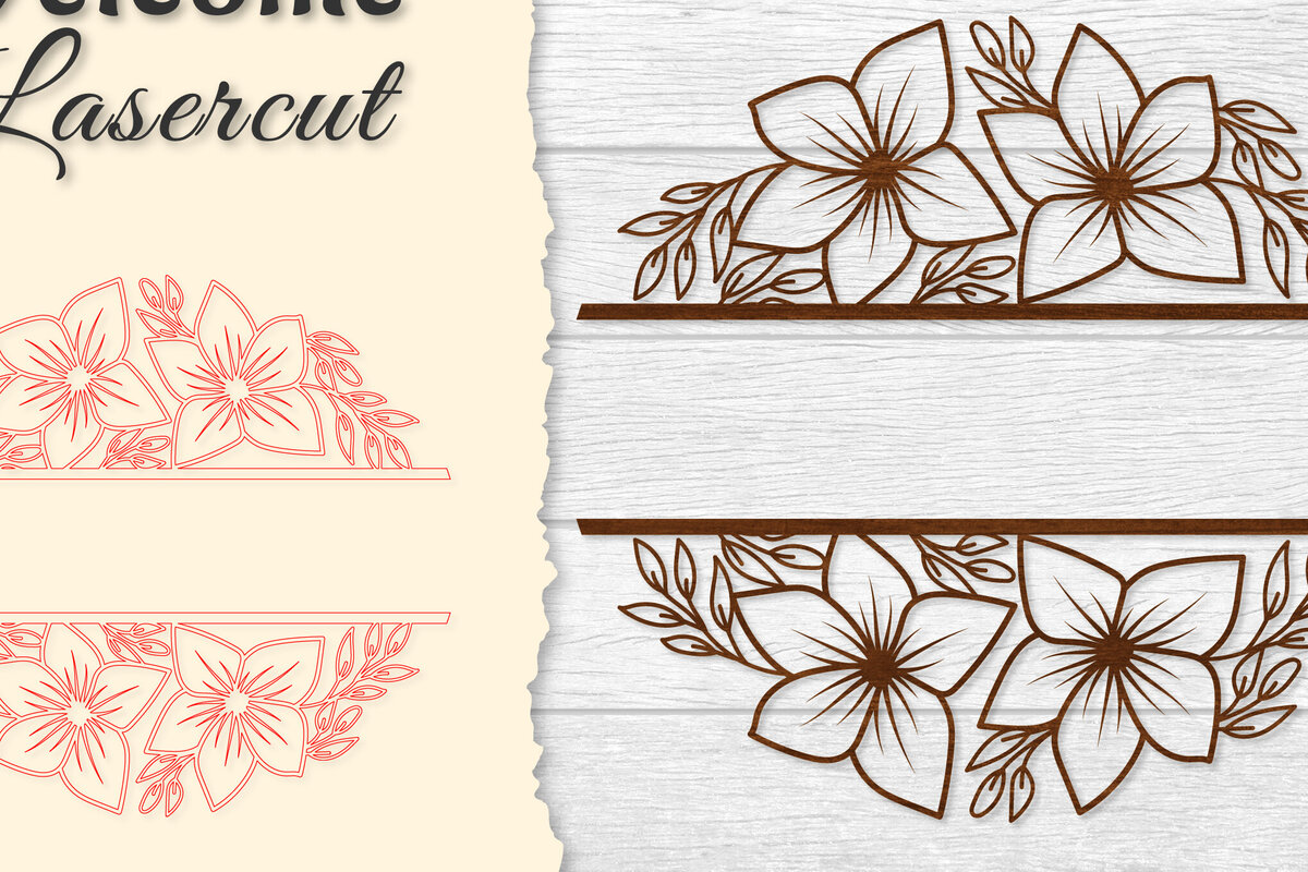 Intra απο ξύλο plywood  Χρώμα wenge 3mm-4mm πάχος - Flower Welcome Slip Lasercut Δίασταση 20x20 cm INTRAFABR-89718205