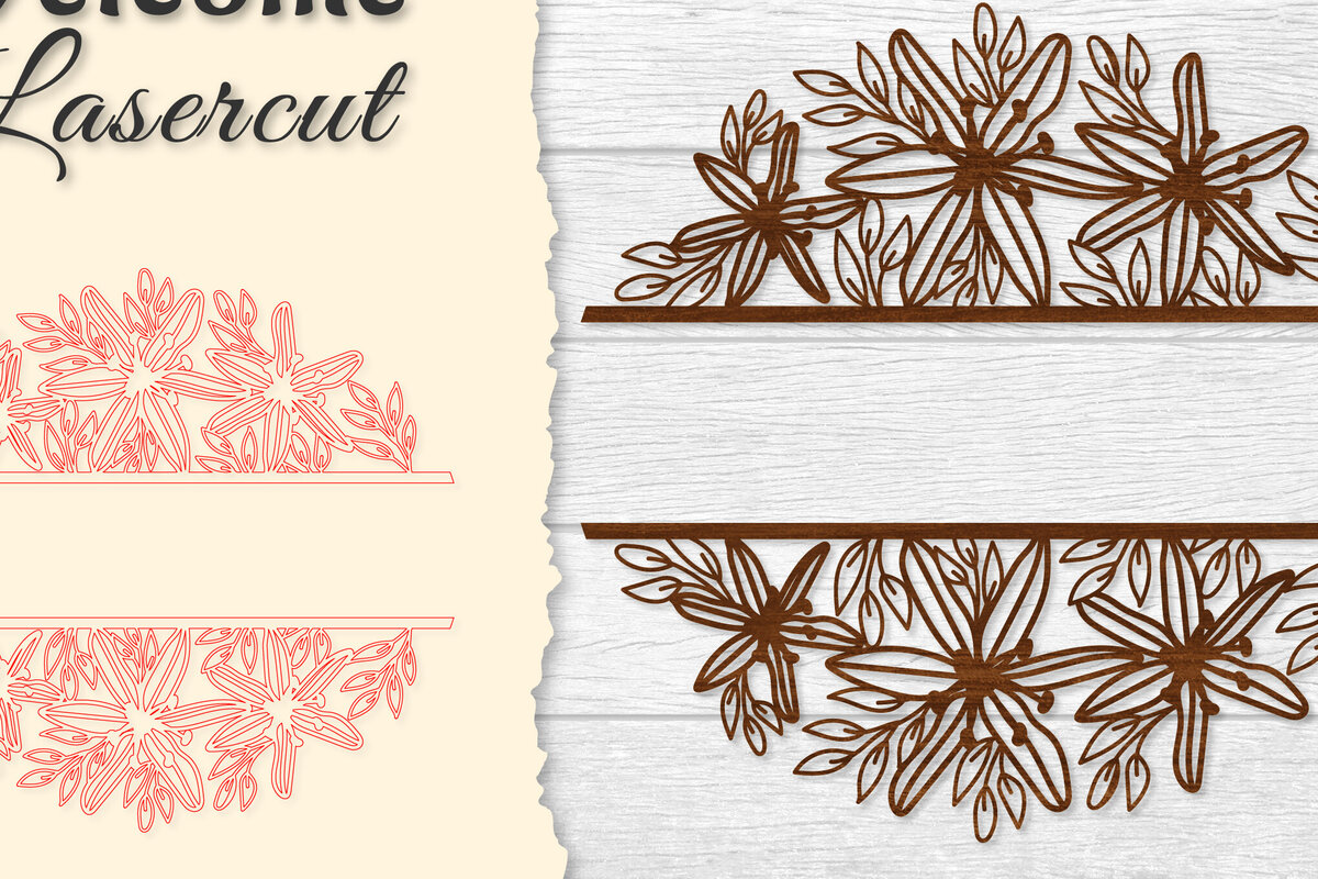 Intra απο ξύλο plywood  Χρώμα wenge 3mm-4mm πάχος - Flower Welcome Slip Lasercut Δίασταση 20x20 cm INTRAFABR-89718241