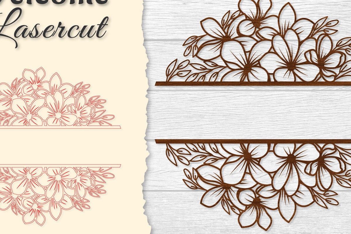 Intra απο ξύλο plywood  Χρώμα wenge 3mm-4mm πάχος - Flower Welcome Slip Lasercut Δίασταση 20x20 cm INTRAFABR-89718276