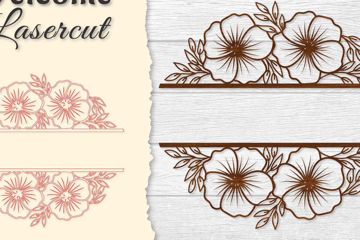 Intra απο ξύλο plywood  Χρώμα wenge 3mm-4mm πάχος - Flower Welcome Slip Lasercut Δίασταση 20x20 cm INTRAFABR-89718318