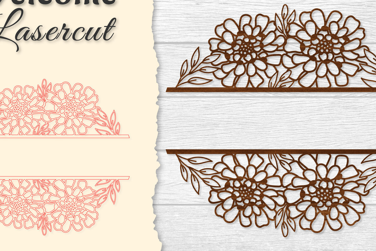Intra απο ξύλο plywood  Χρώμα wenge 3mm-4mm πάχος - Flower Welcome Slip Lasercut Δίασταση 20x20 cm INTRAFABR-89718340