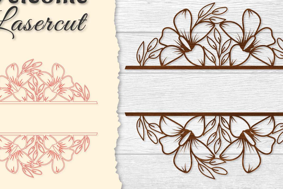 Intra απο ξύλο plywood  Χρώμα wenge 3mm-4mm πάχος - Flower Welcome Slip Lasercut Δίασταση 20x20 cm INTRAFABR-89315839