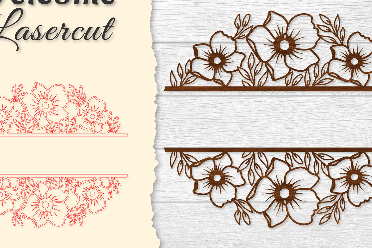 Intra απο ξύλο plywood  Χρώμα wenge 3mm-4mm πάχος - Flower Welcome Slip Lasercut Δίασταση 20x20 cm INTRAFABR-89315852
