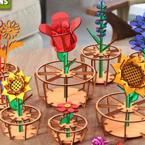 Intra απο ξύλο plywood  Χρώμα wenge 3mm-4mm πάχος - Λουλούδι με Stand Bundle | CNC Δίασταση 20x20 cm INTRAFABR-89315819