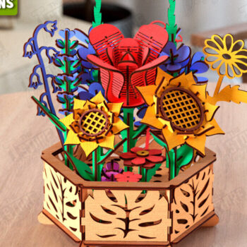 Intra απο ξύλο plywood Χρώμα wenge 3mm-4mm πάχος - Λουλούδι με Stand Bundle | CNC Δίασταση 20x20 cm INTRAFABR-89315819 - Image 2