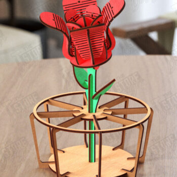 Intra απο ξύλο plywood Χρώμα wenge 3mm-4mm πάχος - Λουλούδι με Stand Bundle | CNC Δίασταση 20x20 cm INTRAFABR-89315819 - Image 7