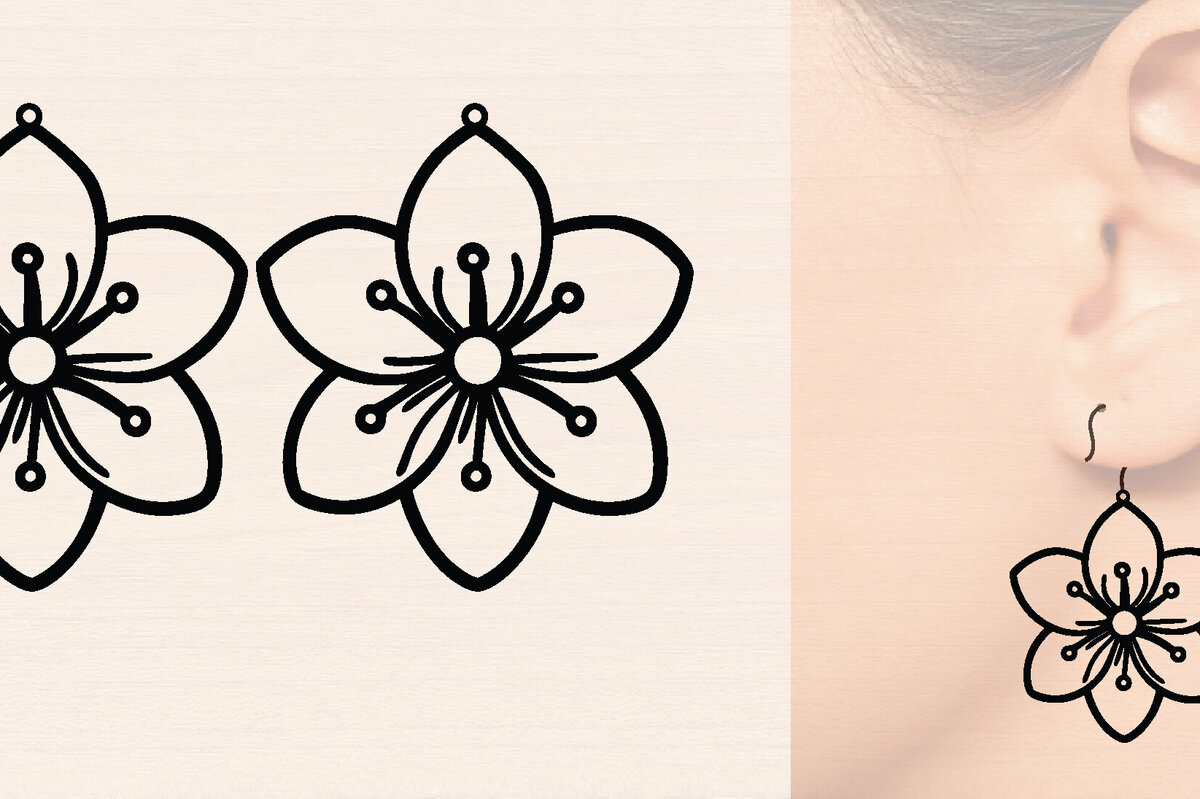 Intra απο ξύλο plywood  Χρώμα wenge 3mm-4mm πάχος - Ξύλινα σκουλαρίκια λουλούδι με Δίασταση 3x3 cm INTRAFABR-88364870