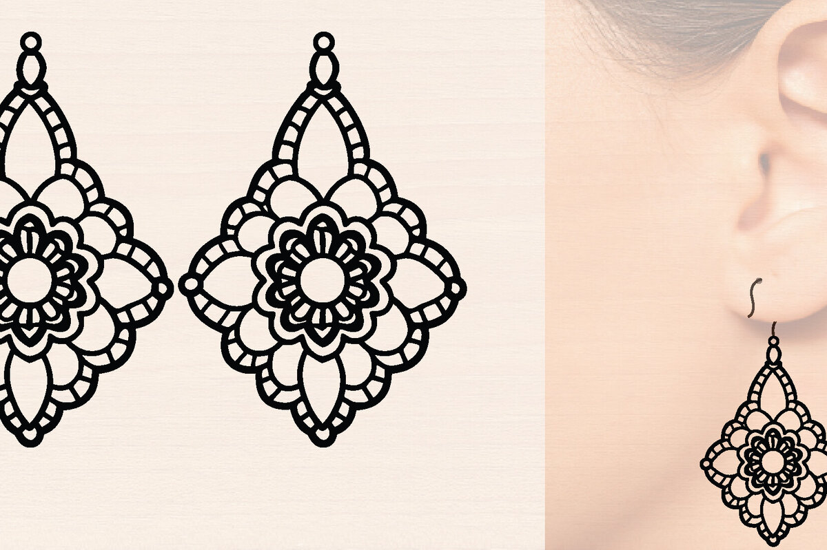 Intra απο ξύλο plywood  Χρώμα wenge 3mm-4mm πάχος - Ξύλινα σκουλαρίκια λουλούδι με Δίασταση 3x3 cm INTRAFABR-110668170