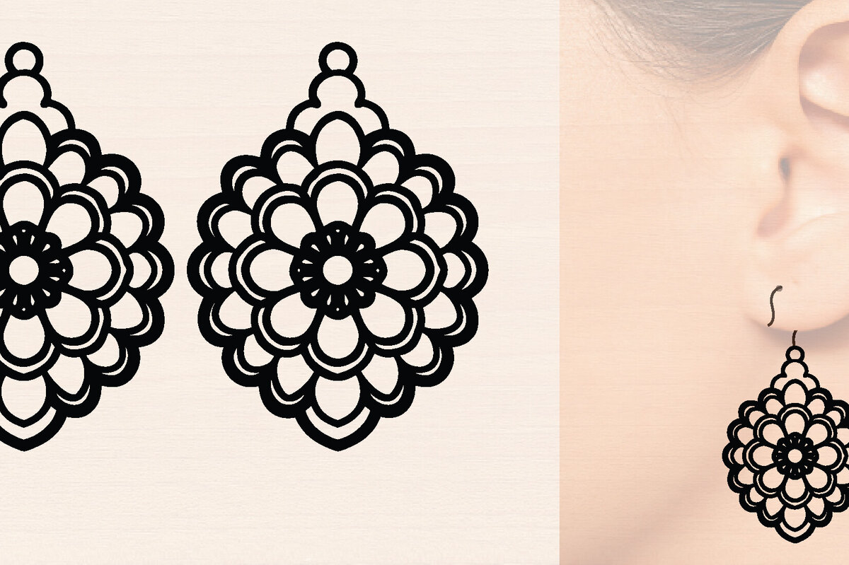 Intra απο ξύλο plywood  Χρώμα wenge 3mm-4mm πάχος - Ξύλινα σκουλαρίκια λουλούδι με Δίασταση 3x3 cm INTRAFABR-110668195