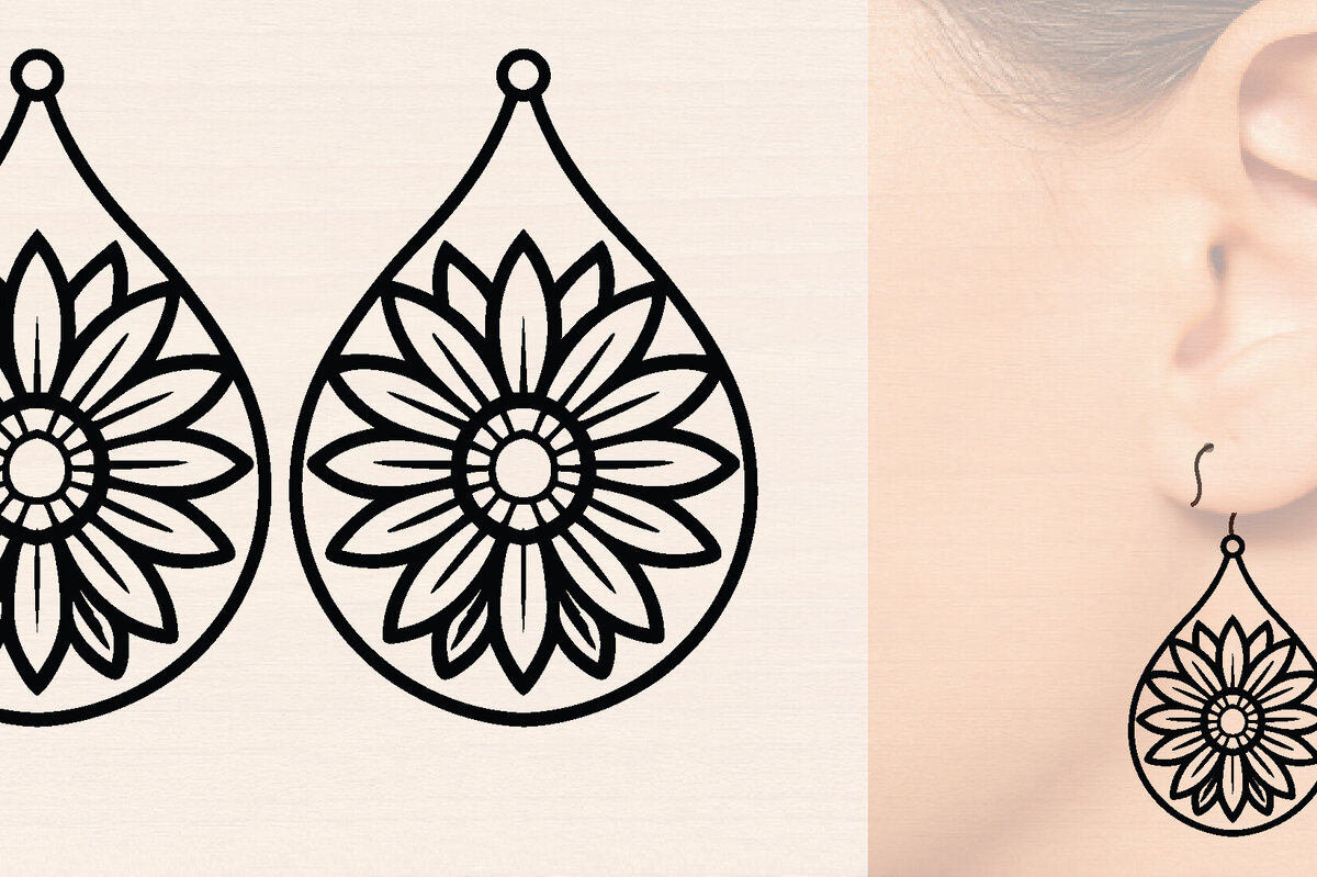 Intra απο ξύλο plywood  Χρώμα wenge 3mm-4mm πάχος - Ξύλινα σκουλαρίκια λουλούδι με Δίασταση 3x3 cm INTRAFABR-111862997