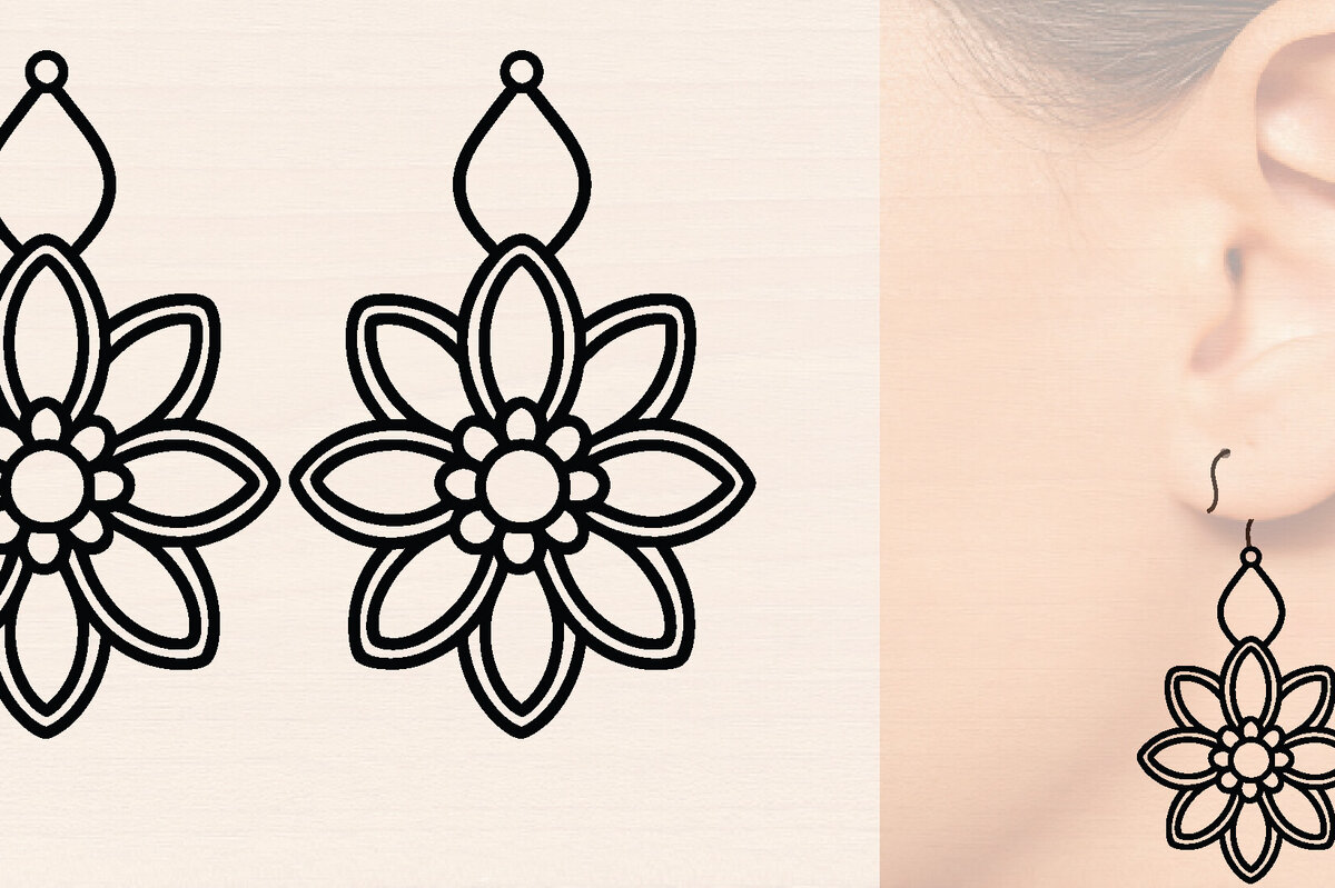 Intra απο ξύλο plywood  Χρώμα wenge 3mm-4mm πάχος - Ξύλινα σκουλαρίκια λουλούδι με Δίασταση 3x3 cm INTRAFABR-111863008