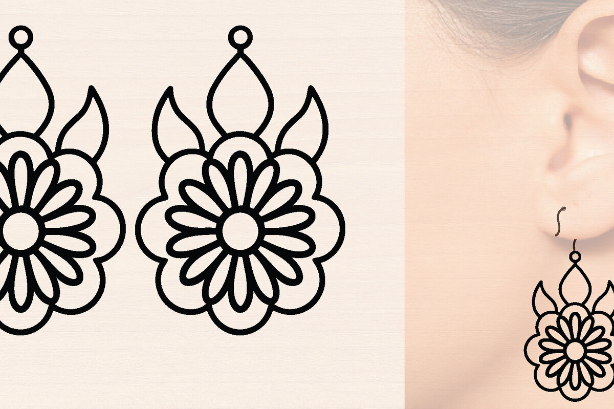 Intra απο ξύλο plywood  Χρώμα wenge 3mm-4mm πάχος - Ξύλινα σκουλαρίκια λουλούδι με Δίασταση 3x3 cm INTRAFABR-111863013