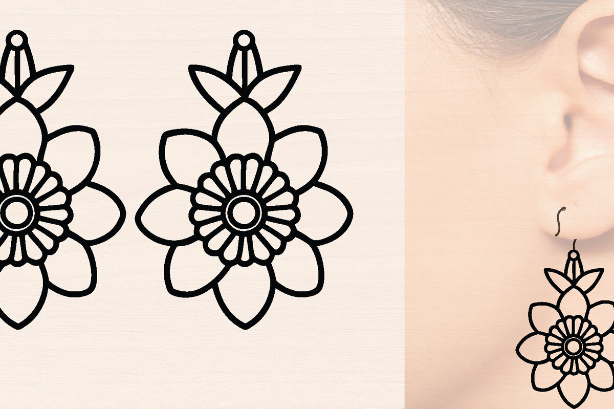 Intra απο ξύλο plywood  Χρώμα wenge 3mm-4mm πάχος - Ξύλινα σκουλαρίκια λουλούδι με Δίασταση 3x3 cm INTRAFABR-111863018