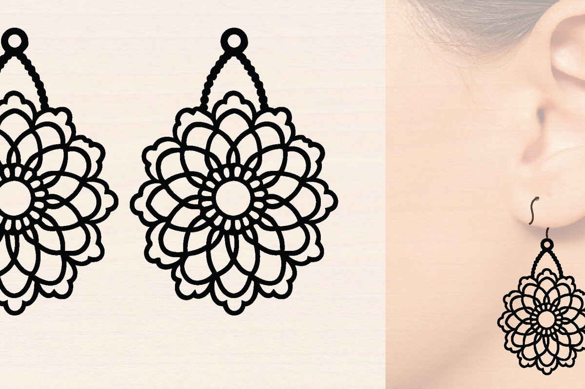 Intra απο ξύλο plywood  Χρώμα wenge 3mm-4mm πάχος - Ξύλινα σκουλαρίκια λουλούδι με Δίασταση 3x3 cm INTRAFABR-111800476