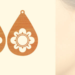 Intra απο ξύλο plywood  Χρώμα wenge 3mm-4mm πάχος - Ξύλινα σκουλαρίκια λουλούδι με Δίασταση 3x3 cm INTRAFABR-111800472