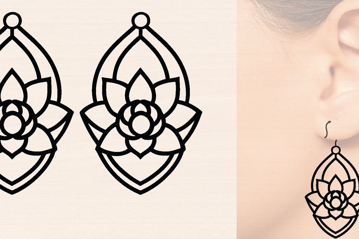 Intra απο ξύλο plywood  Χρώμα wenge 3mm-4mm πάχος - Ξύλινα σκουλαρίκια λουλούδι με Δίασταση 3x3 cm INTRAFABR-112232745