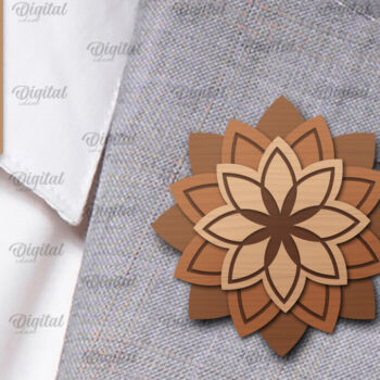 Intra απο ξύλο plywood  Χρώμα wenge 3mm-4mm πάχος - Λουλούδι Ξύλινη καρφίτσα για πέτο με λέιζερ Δίασταση 30x20 cm INTRAFABR-112232946 - Image 1