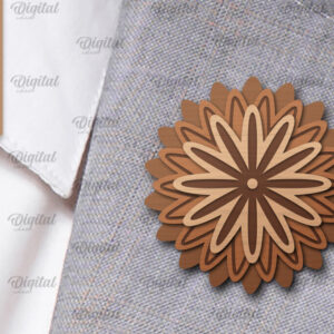 Intra απο ξύλο plywood  Χρώμα wenge 3mm-4mm πάχος - Λουλούδι Ξύλινη καρφίτσα για πέτο με λέιζερ Δίασταση 30x20 cm INTRAFABR-112233011