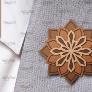 Intra απο ξύλο plywood  Χρώμα wenge 3mm-4mm πάχος - Λουλούδι Ξύλινη καρφίτσα για πέτο με λέιζερ Δίασταση 30x20 cm INTRAFABR-112233063