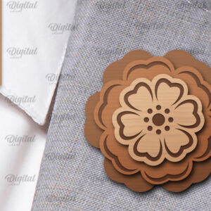 Intra απο ξύλο plywood  Χρώμα wenge 3mm-4mm πάχος - Λουλούδι Ξύλινη καρφίτσα για πέτο με λέιζερ Δίασταση 30x20 cm INTRAFABR-112233148