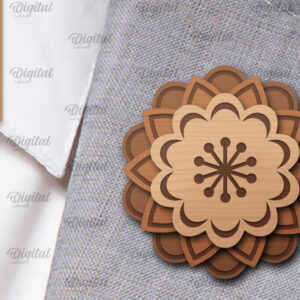 Intra απο ξύλο plywood  Χρώμα wenge 3mm-4mm πάχος - Λουλούδι Ξύλινη καρφίτσα για πέτο με λέιζερ Δίασταση 30x20 cm INTRAFABR-112436489