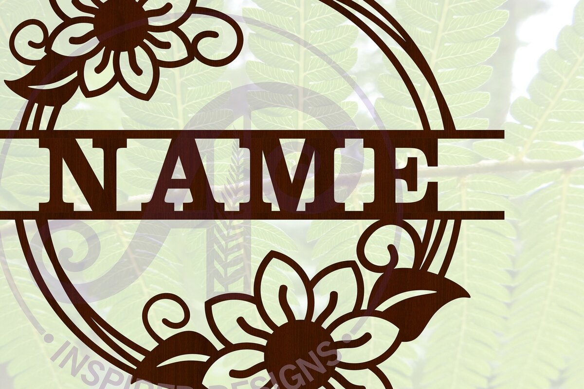 Intra απο ξύλο plywood  Χρώμα wenge 3mm-4mm πάχος - Σήμα ονόματος στεφάνι λουλουδιών Cut file Δίασταση 30x20 cm INTRAFABR-113996358