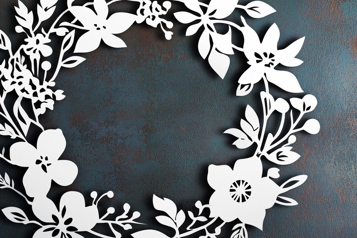 Intra απο ξύλο plywood  Χρώμα wenge 3mm-4mm πάχος - Στεφάνι λουλουδιών Paper Cut Cut File Δίασταση 40x50 cm INTRAFABR-113996396