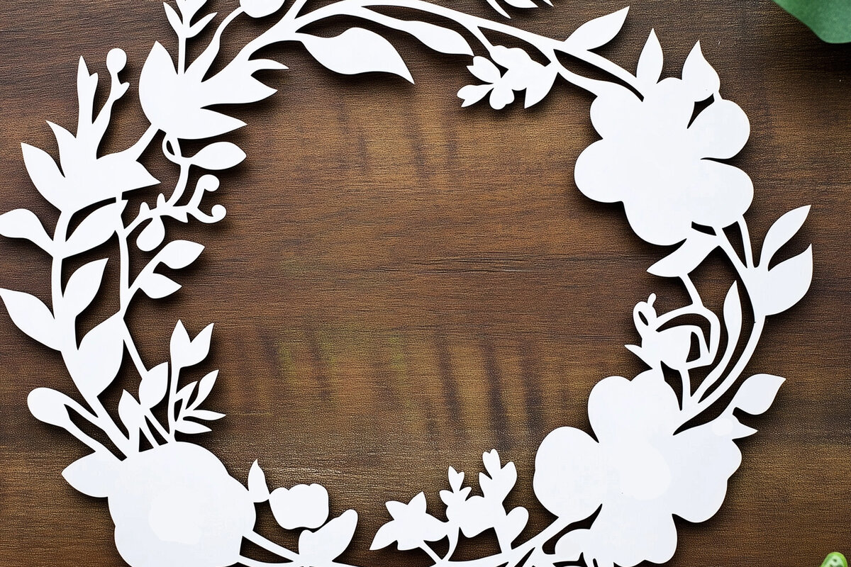 Intra απο ξύλο plywood  Χρώμα wenge 3mm-4mm πάχος - Στεφάνι λουλουδιών Paper Cut Cut File Δίασταση 40x50 cm INTRAFABR-113996476