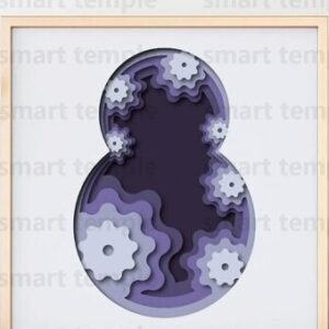 Intra απο ξύλο plywood  Χρώμα wenge 3mm-4mm πάχος - Λουλούδια 3d κουτί φωτός, λουλούδια διάνυσμα Δίασταση 30x20 cm INTRAFABR-113996496