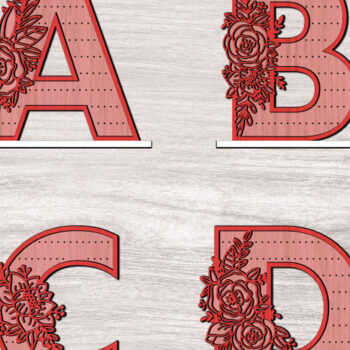 Intra απο ξύλο plywood  Χρώμα wenge 3mm-4mm πάχος - Λουλούδια Σετ Σκουλαρίκια Alphabets Δίασταση 3x3 cm INTRAFABR-115987147 - Image 2