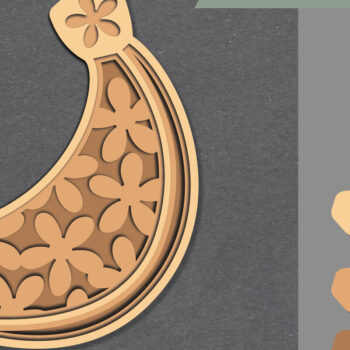 Intra απο ξύλο plywood  Χρώμα wenge 3mm-4mm πάχος - Λουλούδια Μπανάνα Διακόσμηση Lasercut Δίασταση 20x20 cm INTRAFABR-101819568 - Image 1