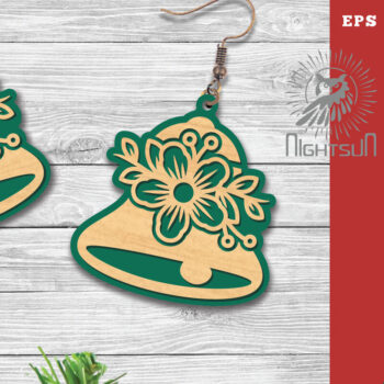 Intra απο ξύλο plywood Χρώμα wenge 3mm-4mm πάχος - Σκουλαρίκια κομμένα με λέιζερ Flowers Bell Δίασταση 3x3 cm INTRAFABR-65552141 - Image 1