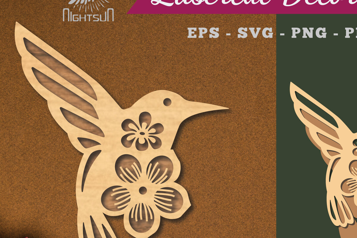Intra απο ξύλο plywood  Χρώμα wenge 3mm-4mm πάχος - Flowers Bird Decoration 1 Δίασταση 20x20 cm INTRAFABR-29409411