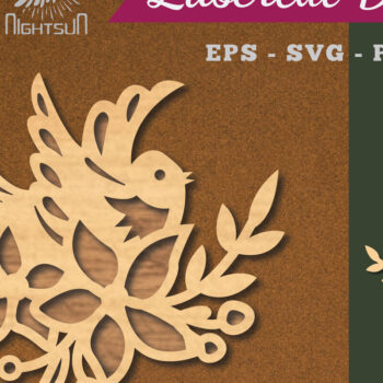 Intra απο ξύλο plywood Χρώμα wenge 3mm-4mm πάχος - Flowers Bird Decoration 4 Δίασταση 20x20 cm INTRAFABR-94709148 - Image 1