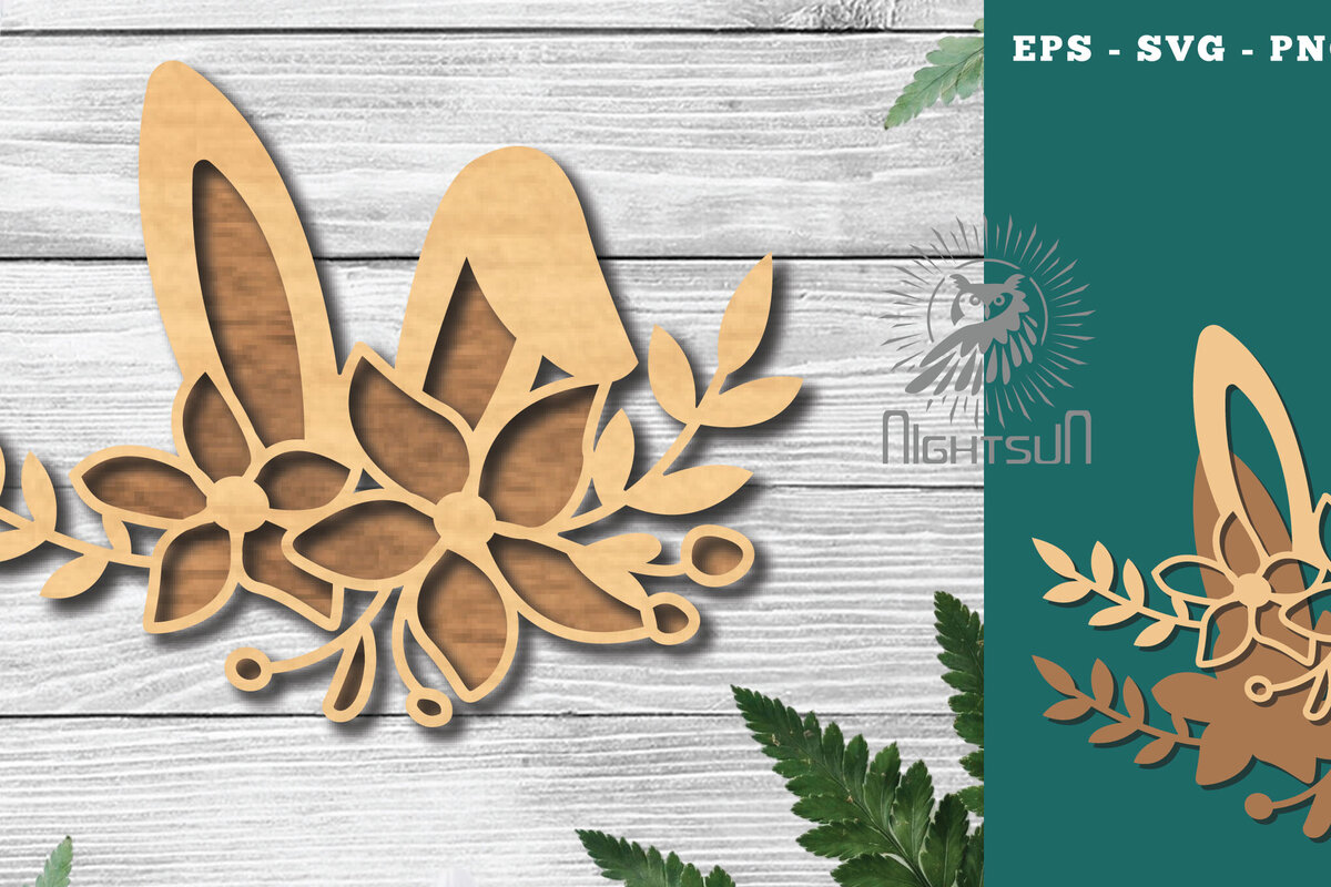 Intra απο ξύλο plywood  Χρώμα wenge 3mm-4mm πάχος - Διακόσμηση Flowers Bunny 1 Δίασταση 15x15 cm INTRAFABR-80375632