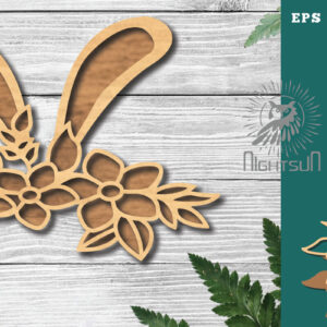 Intra απο ξύλο plywood  Χρώμα wenge 3mm-4mm πάχος - Διακόσμηση Flowers Bunny 2 Δίασταση 15x15 cm INTRAFABR-80375665
