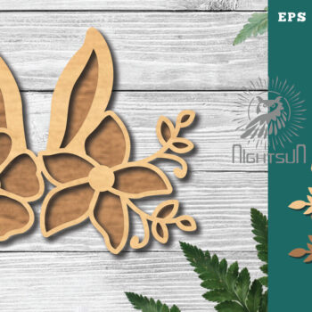 Intra απο ξύλο plywood  Χρώμα wenge 3mm-4mm πάχος - Διακόσμηση Flowers Bunny 4 Δίασταση 15x15 cm INTRAFABR-72793667 - Image 1