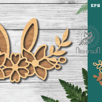 Intra απο ξύλο plywood Χρώμα wenge 3mm-4mm πάχος - Διακόσμηση Flowers Bunny 5 Δίασταση 15x15 cm INTRAFABR-61777247 - Image 1