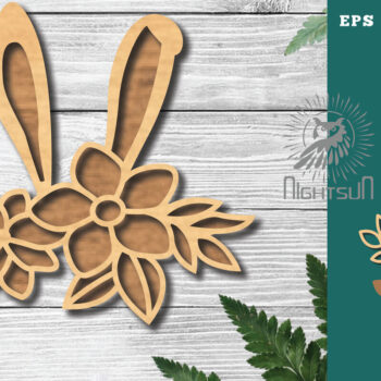 Intra απο ξύλο plywood  Χρώμα wenge 3mm-4mm πάχος - Διακόσμηση Flowers Bunny 6 Δίασταση 15x15 cm INTRAFABR-99433854 - Image 1