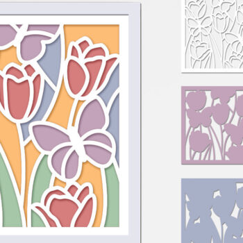 Intra απο ξύλο plywood Χρώμα wenge 3mm-4mm πάχος - Λουλούδια πεταλούδα σκιά κουτί με στρώσεις Δίασταση 8x8 cm INTRAFABR-32853642 - Image 1