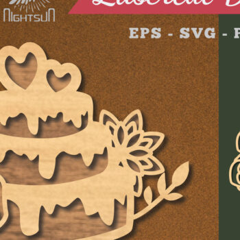 Intra απο ξύλο plywood  Χρώμα wenge 3mm-4mm πάχος - Διακόσμηση με κομμένα λέιζερ τούρτα λουλουδιών 5 Δίασταση 20x20 cm INTRAFABR-111092727 - Image 1