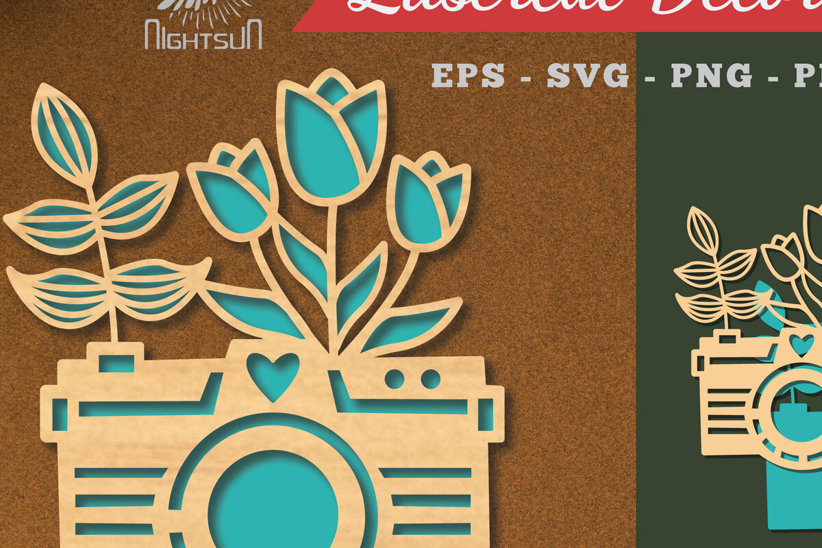 Intra απο ξύλο plywood  Χρώμα wenge 3mm-4mm πάχος - Διακόσμηση με κομμένα λέιζερ κάμερας λουλουδιών 3 Δίασταση 20x20 cm INTRAFABR-68210277