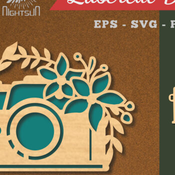 Intra απο ξύλο plywood  Χρώμα wenge 3mm-4mm πάχος - Διακόσμηση φωτογραφικής μηχανής με λουλούδια κομμένα με λέιζερ 4 Δίασταση 20x20 cm INTRAFABR-68210505 - Image 1