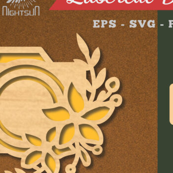 Intra απο ξύλο plywood  Χρώμα wenge 3mm-4mm πάχος - Διακόσμηση φωτογραφικής μηχανής με λουλούδια κομμένα με λέιζερ 5 Δίασταση 20x20 cm INTRAFABR-68210555 - Image 1