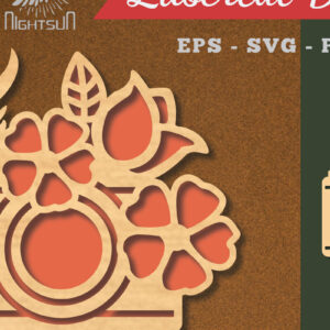 Intra απο ξύλο plywood  Χρώμα wenge 3mm-4mm πάχος - Διακόσμηση φωτογραφικής μηχανής με λουλούδια κοπής με λέιζερ 6 Δίασταση 20x20 cm INTRAFABR-68210130