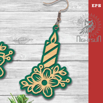 Intra απο ξύλο plywood  Χρώμα wenge 3mm-4mm πάχος - Λουλούδια Κερί Σκουλαρίκια κομμένα με λέιζερ Δίασταση 3x3 cm INTRAFABR-101883063 - Image 1