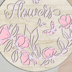 Intra απο ξύλο plywood  Χρώμα wenge 3mm-4mm πάχος - Διακοσμητικό πάνελ τοίχου λουλούδια, κομμένα αρχεία Δίασταση 14x14 cm INTRAFABR-120494301